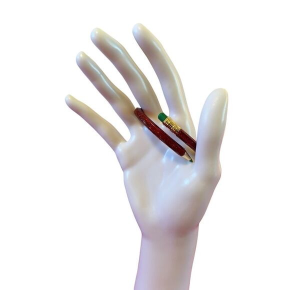 Betsey Johnson Sparkly Red & Green Pencil Hinged Bracelet. Adorable! - Picture 3 of 10